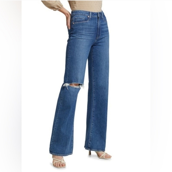 Paige Leenah high-rise wide-leg deconstructed jeans - Picture 3 of 13